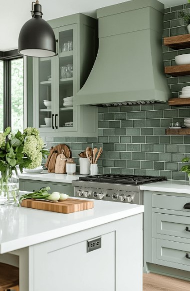 Add a Sage Green Backsplash