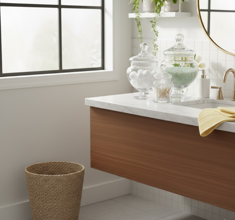 Add a Woven Seagrass Wastebasket