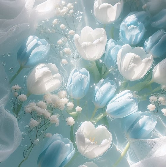  Airy Light Blue and White