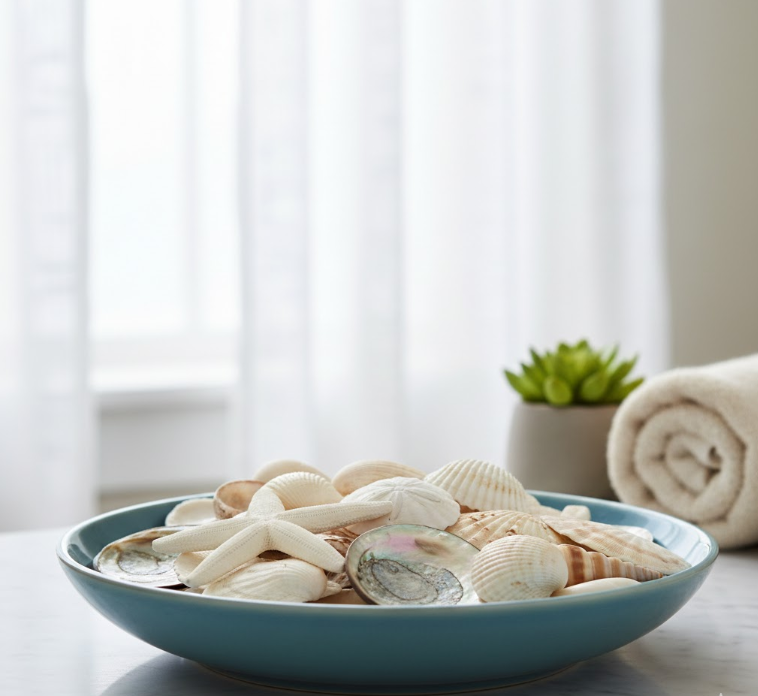 Arrange Seashells in a Shallow Bowl