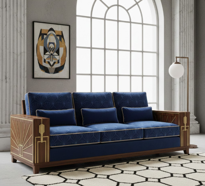 Art Deco Geometric Sofa