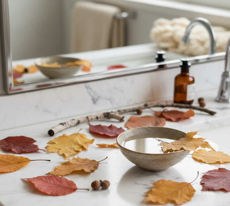 Autumn Leaves on Marble