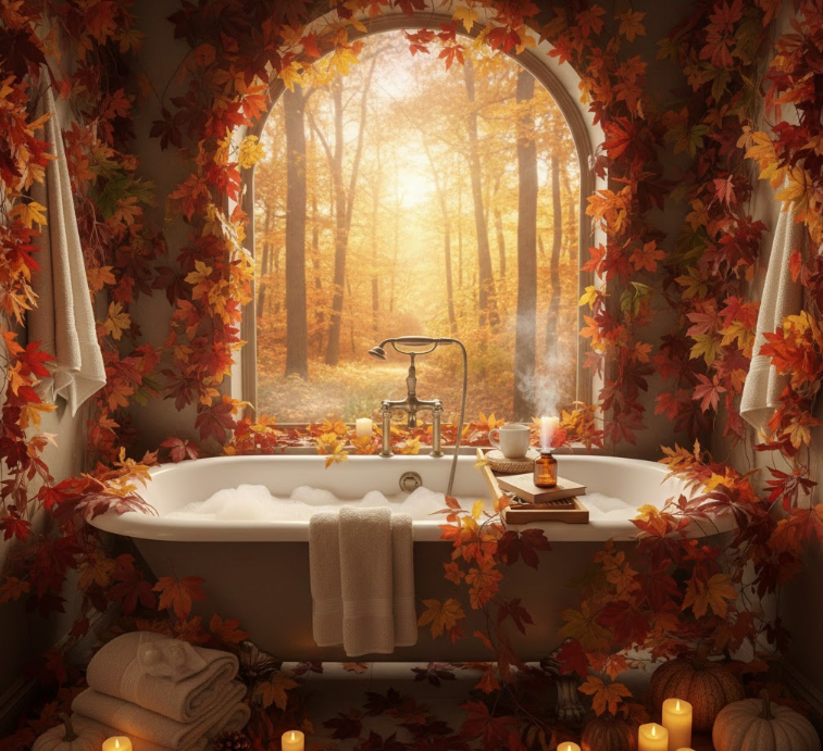 Bathtub Bliss with Fall Foliage