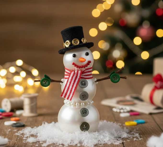 Bead and Button Snowman