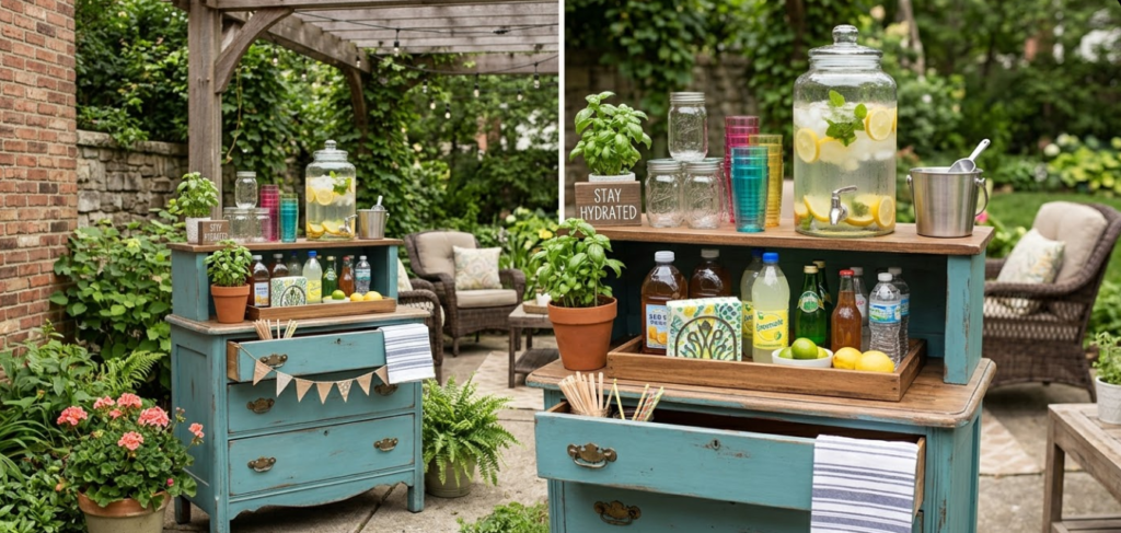 Beverage Station From an Old Dresser