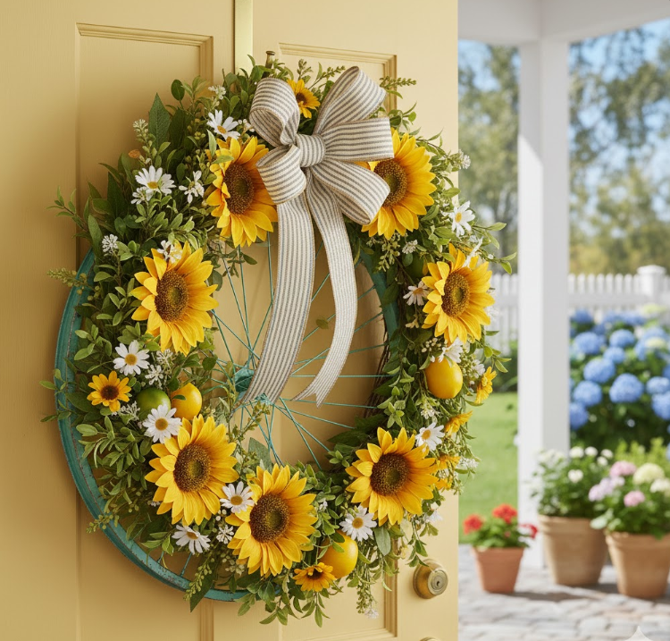 Bicycle Wheel Wreath