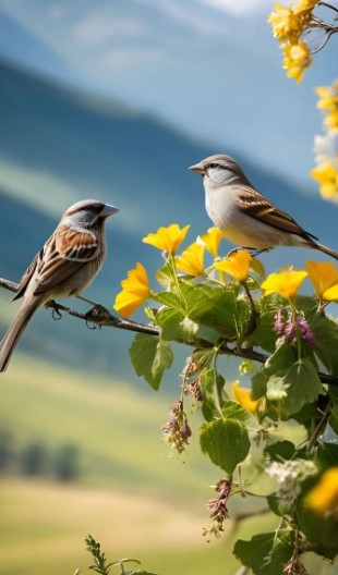 Birds and Flowers