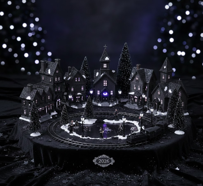 Black Christmas Village Display