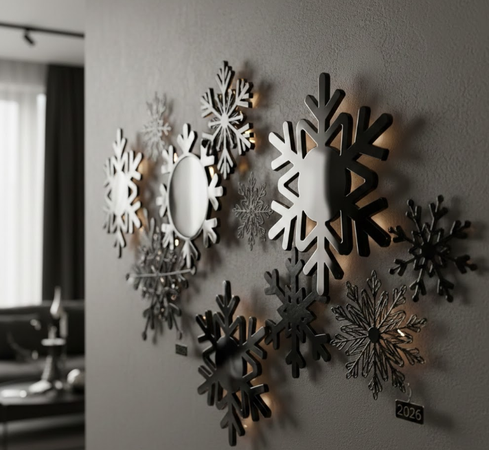 Black Metallic Snowflake Wall Decor