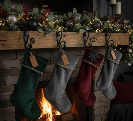 Black Wrought Iron Stocking Holders