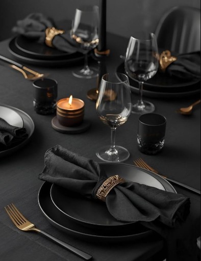 Black and Gold Place Settings for a Luxe Touch