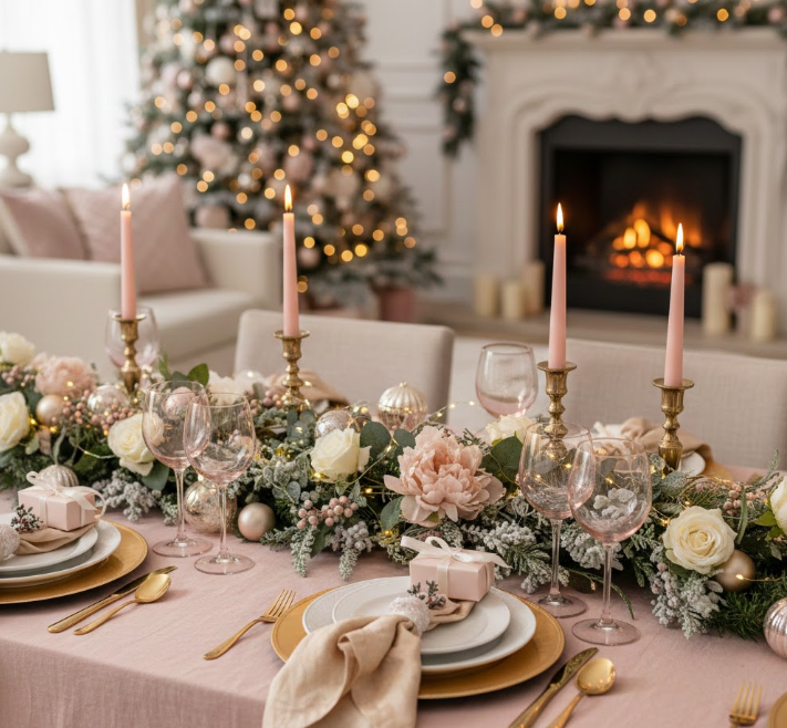  Blush Pink and Champagne With Silk Napkins