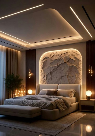 Bold Headboard Bedroom Design Idea