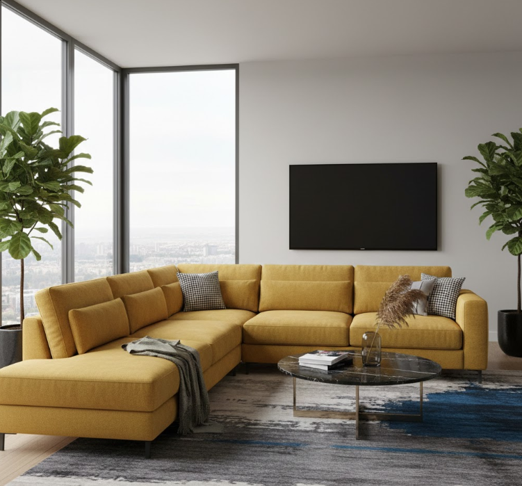 Bold Mustard Sofa Statement Piece
