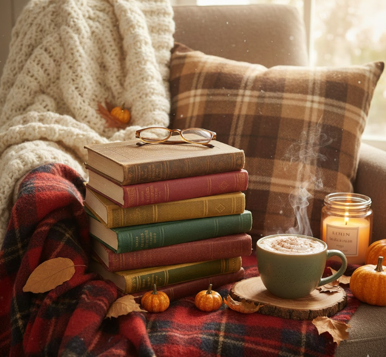 Books, Plaid, and Fall Comfort