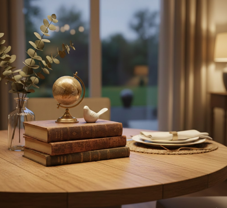 Books with Decor on Top