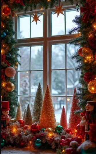 Bright Christmas Ornaments in Windows