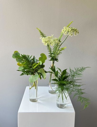 Bud Vases with Fresh Greenery