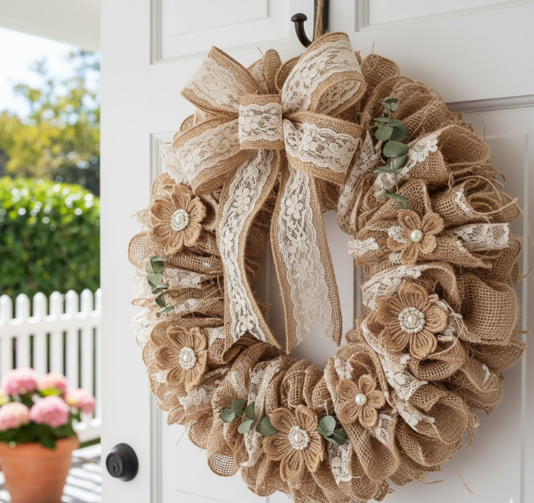  Burlap and Lace Wreath
