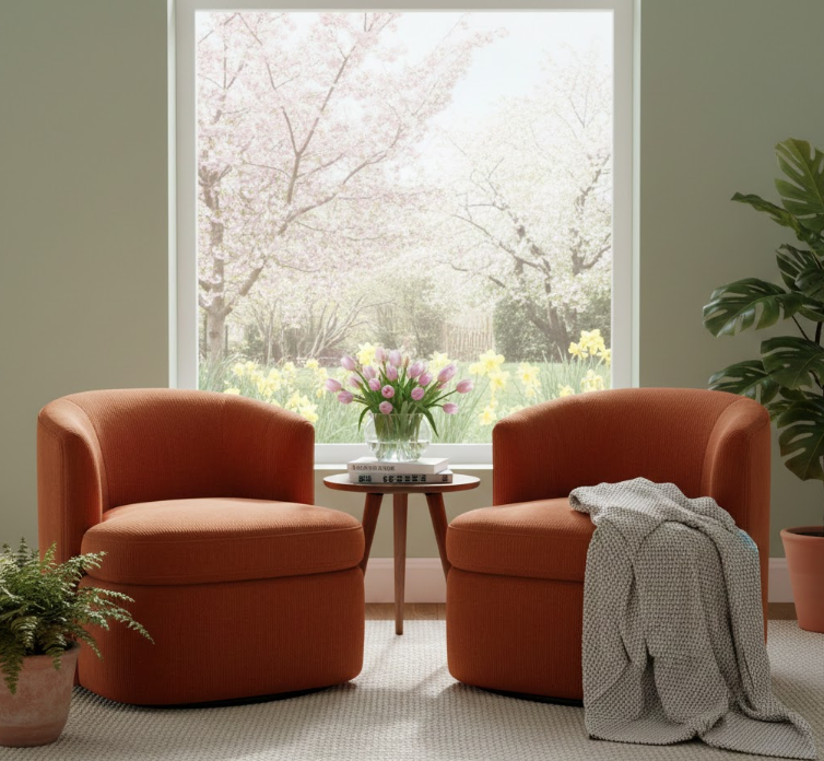 Burnt Orange Corduroy Accent Chairs