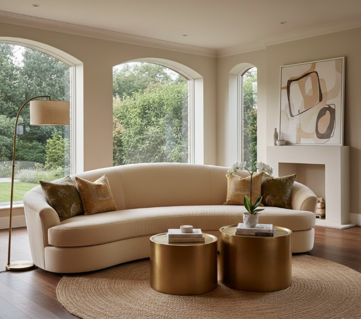 Camelback Curved Sofa