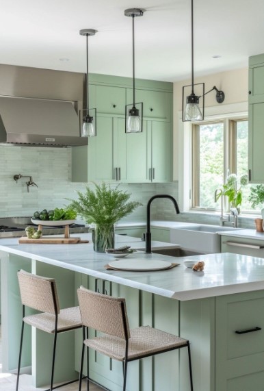 Celery-Green Kitchen Island