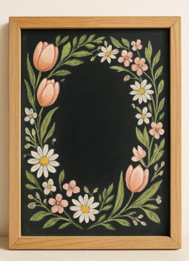 Chalkboard Sign with Floral Border