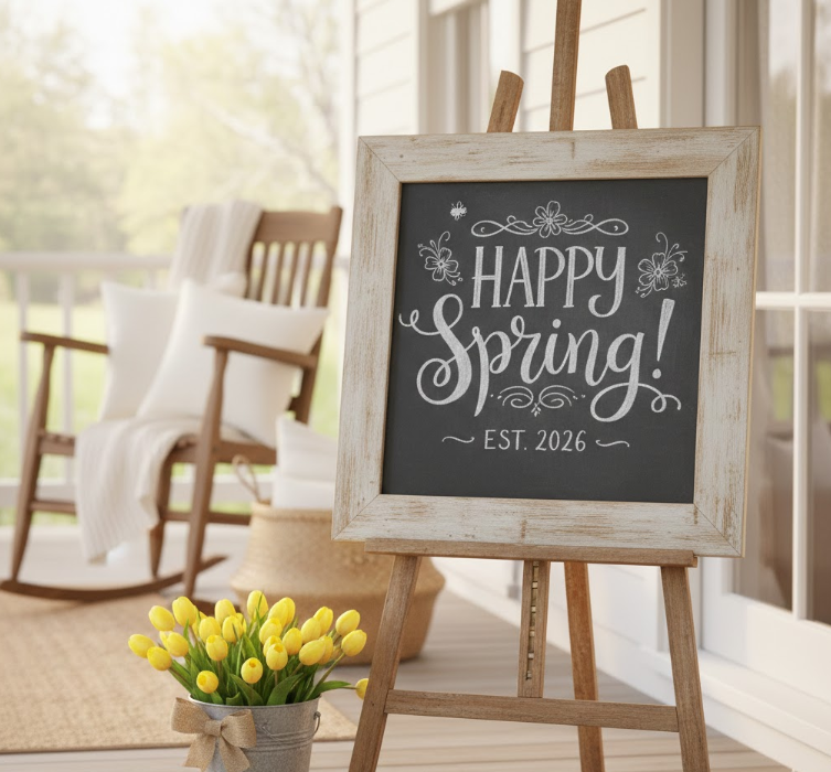 Chalkboard Signs with Spring Greetings