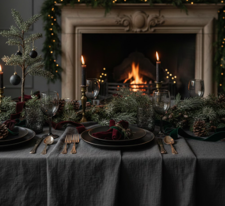 Charcoal Linen Table Runners