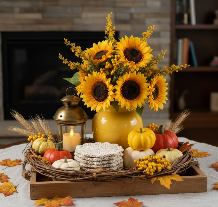 Charming Centerpiece with Yellow Pops