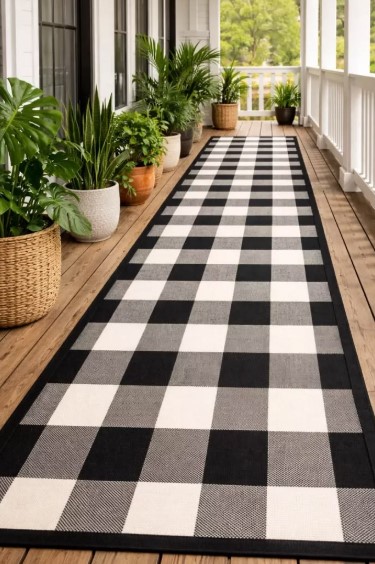 Checkered Outdoor Floor Runner