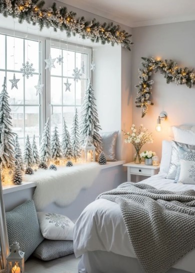 Christmas Bedroom Window Decor