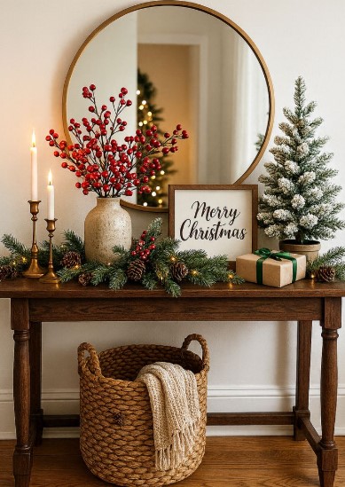 Christmas Entryway Table