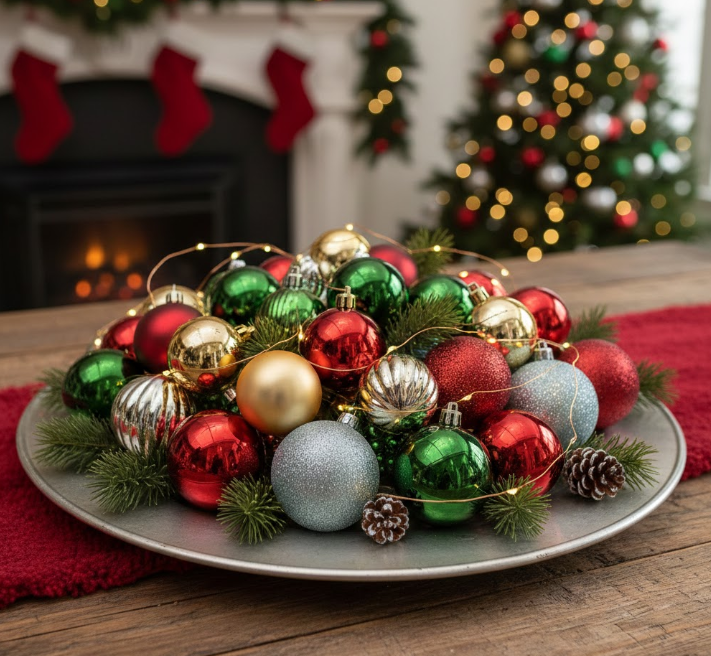 Christmas Ornament Platter Centerpiece