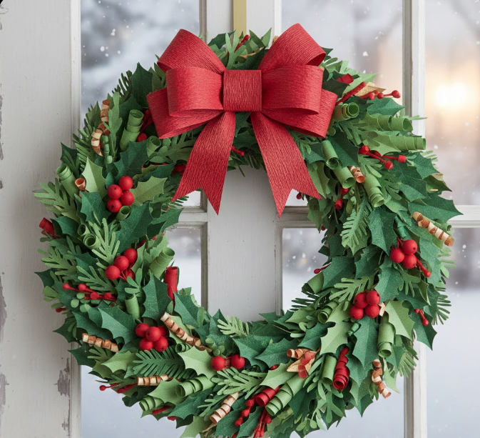  Christmas Paper Foliage Wreath