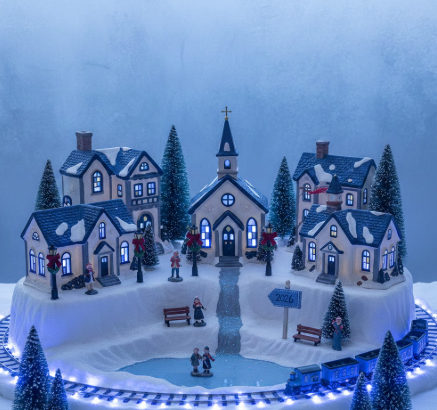 Christmas Village with Navy Accents