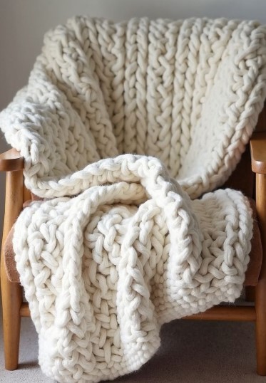 Chunky Knit Throw Blanket