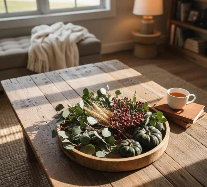 Circular Tray with Greenery
