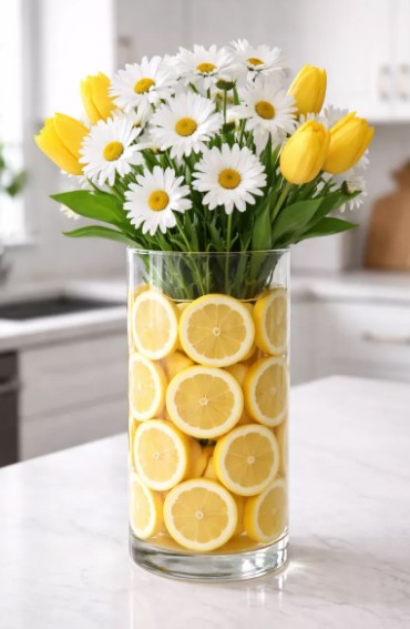 Citrus Slices in Clear Vases