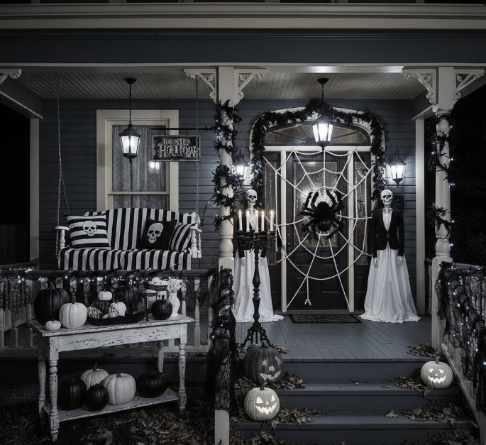 Classic Black & White Porch