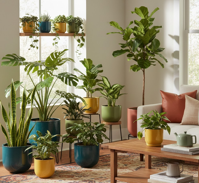 Color-Coordinated Plant Pots