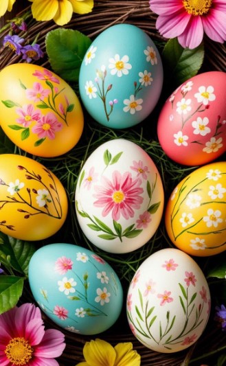 Colorful Easter Eggs as Decor