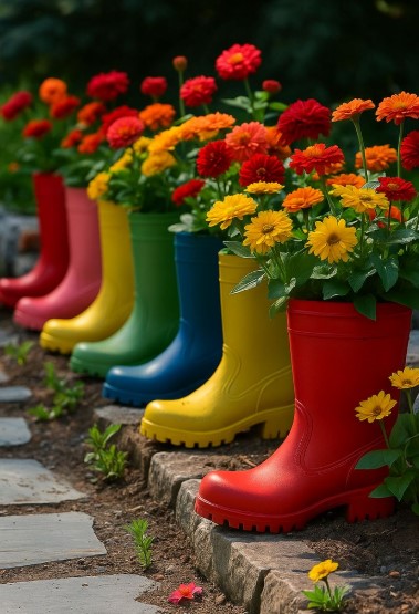 Colorful Rain Boot Planters