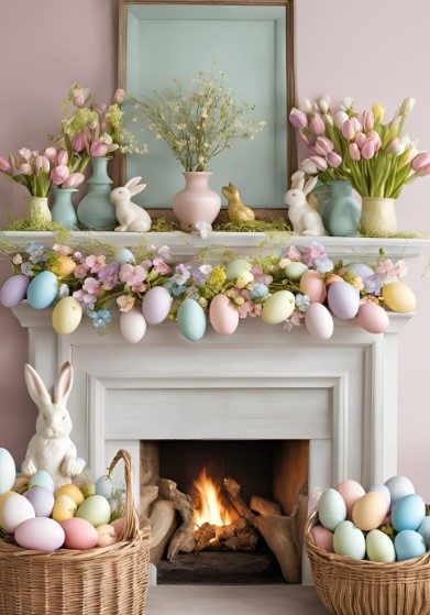 Colorful Spring Mantel Decor