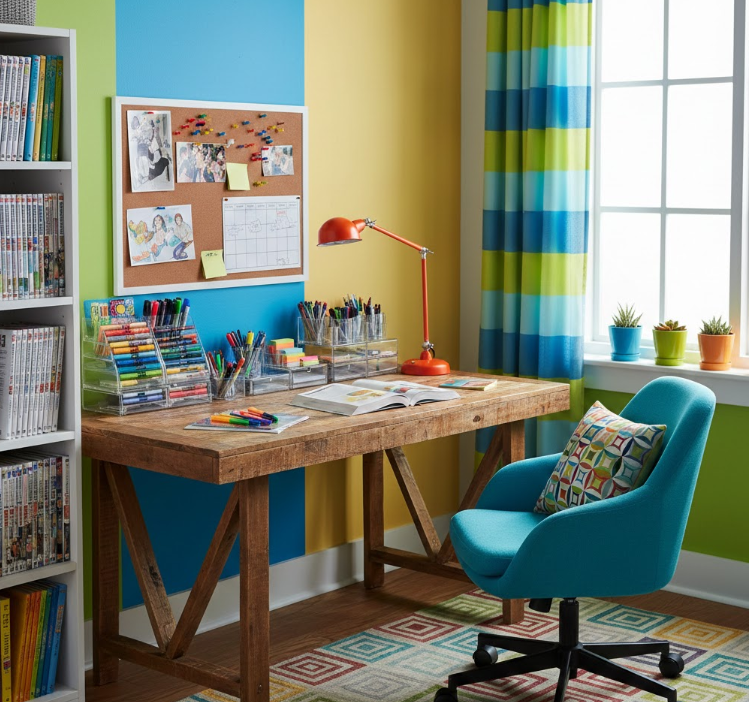 Colorful and Organized Study Space