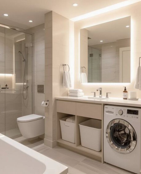Combined Bathroom and Laundry Room