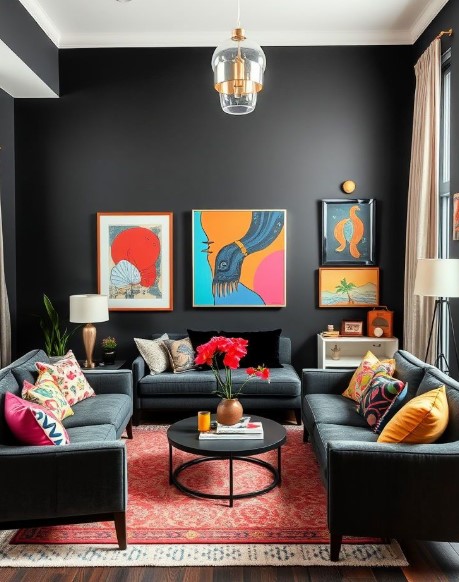Contrast Dark Walls with Bright Art