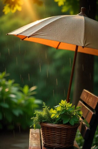 Copper Watering Can and Fresh Herbs