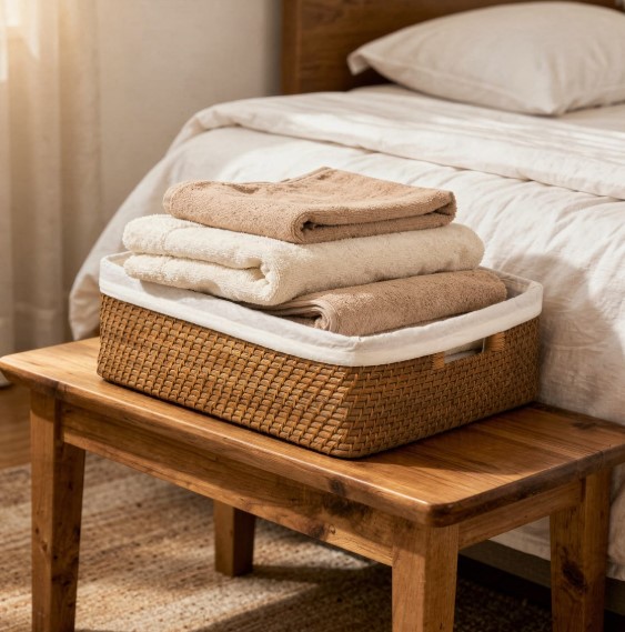 Corral Clutter with a Rattan Basket
