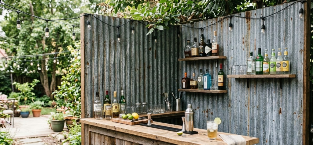Corrugated Metal Bar Backdrop